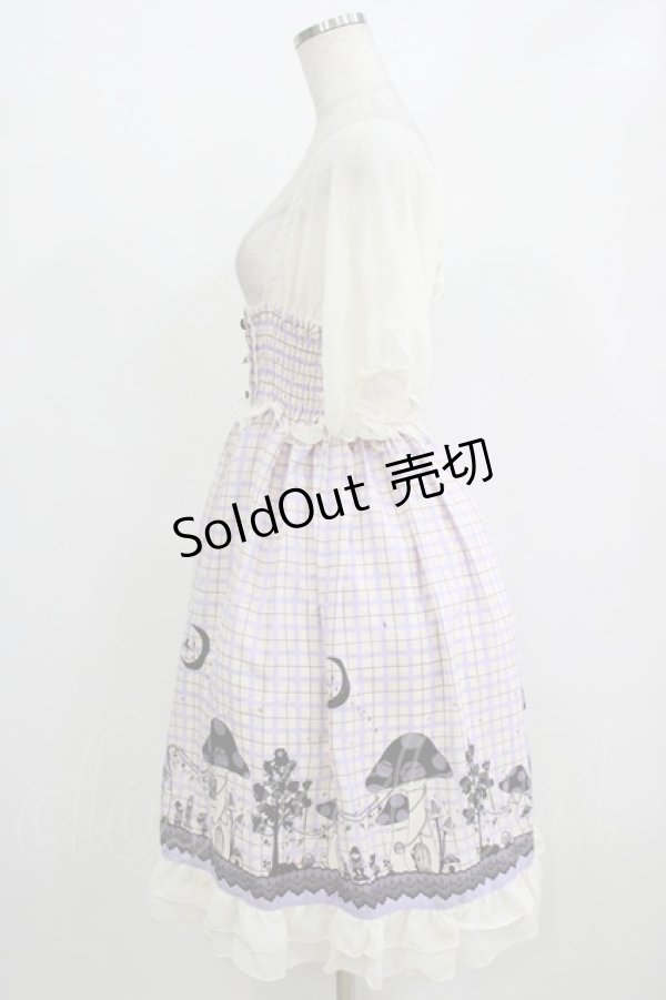 画像2: axes femme POETIQUE / きのこプリントチェックワンピース M オフ/ラベンダー H-26-02-18-021-AX-OP-NS-ZH (2)