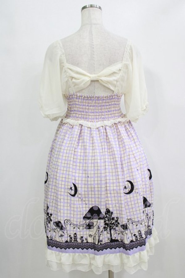 画像3: axes femme POETIQUE / きのこプリントチェックワンピース M オフ/ラベンダー H-26-02-18-021-AX-OP-NS-ZH (3)