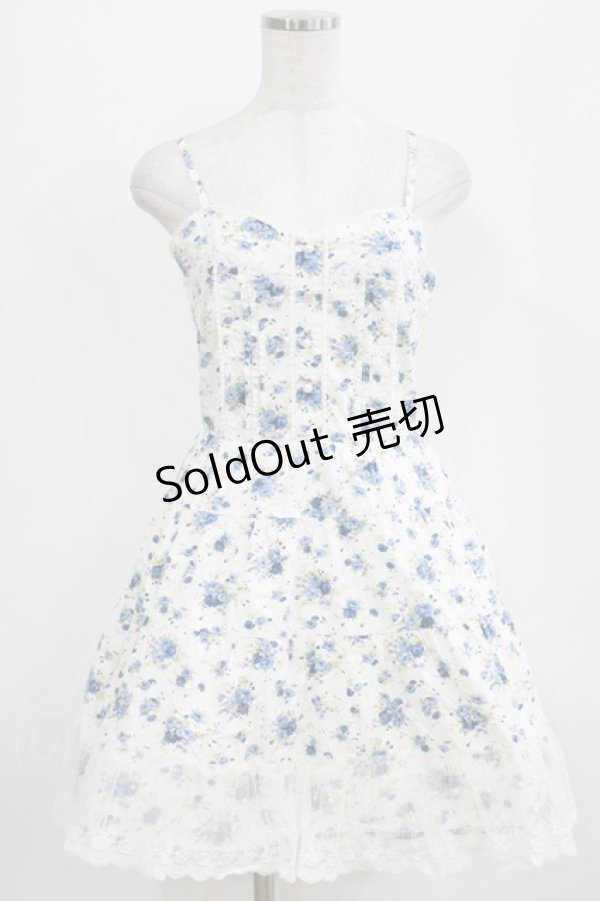 画像1: Amavel / 花柄ジャンパースカート Free オフ/ブルー H-26-02-18-022-CA-OP-NS-ZH (1)