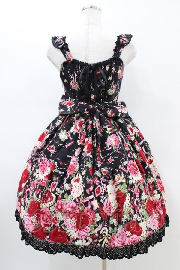 画像2: BABY,THE STARS SHINE BRIGHT / スローモーションブーケ〜あの日の私の想い〜柄ジャンパースカートII Free ブラック H-26-02-19-1038-BA-OP-NS-ZH (2)