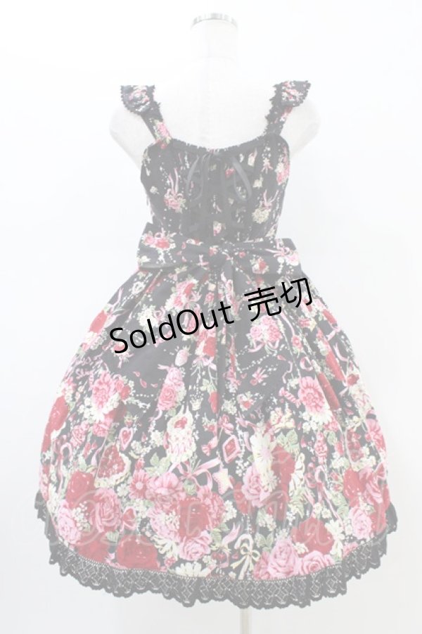 画像2: BABY,THE STARS SHINE BRIGHT / スローモーションブーケ〜あの日の私の想い〜柄ジャンパースカートII Free ブラック H-26-02-19-1038-BA-OP-NS-ZH (2)