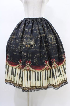 画像: Enchantlic Enchantilly / アンティークエレガンスピアノ柄スカート Free ブラック/ワイン H-26-02-19-1044-LO-SK-NS-ZH