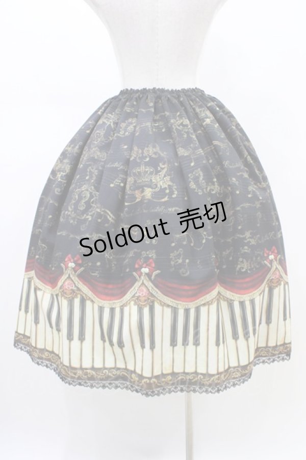 画像2: Enchantlic Enchantilly / アンティークエレガンスピアノ柄スカート Free ブラック/ワイン H-26-02-19-1044-LO-SK-NS-ZH (2)