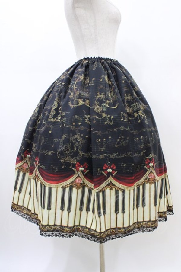 画像3: Enchantlic Enchantilly / アンティークエレガンスピアノ柄スカート Free ブラック/ワイン H-26-02-19-1044-LO-SK-NS-ZH (3)