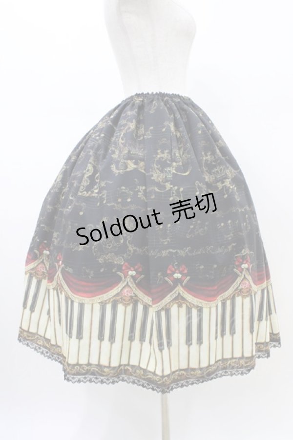 画像3: Enchantlic Enchantilly / アンティークエレガンスピアノ柄スカート Free ブラック/ワイン H-26-02-19-1044-LO-SK-NS-ZH (3)