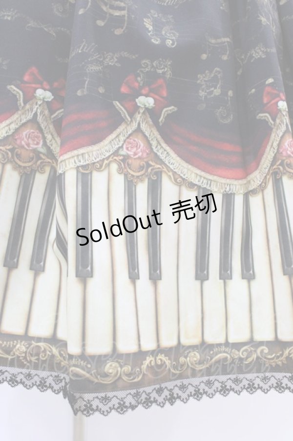 画像4: Enchantlic Enchantilly / アンティークエレガンスピアノ柄スカート Free ブラック/ワイン H-26-02-19-1044-LO-SK-NS-ZH (4)