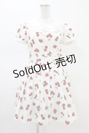 画像: Ank Rouge / ランダムチェリーベリー衿付きワンピース M オフ H-26-02-19-1048-CA-OP-NS-ZH