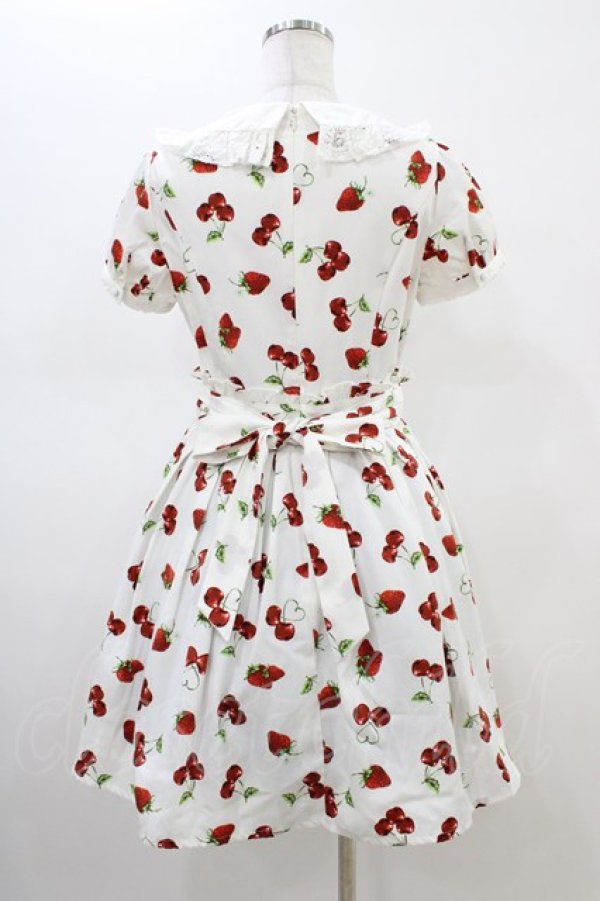 画像2: Ank Rouge / ランダムチェリーベリー衿付きワンピース M オフ H-26-02-19-1048-CA-OP-NS-ZH (2)