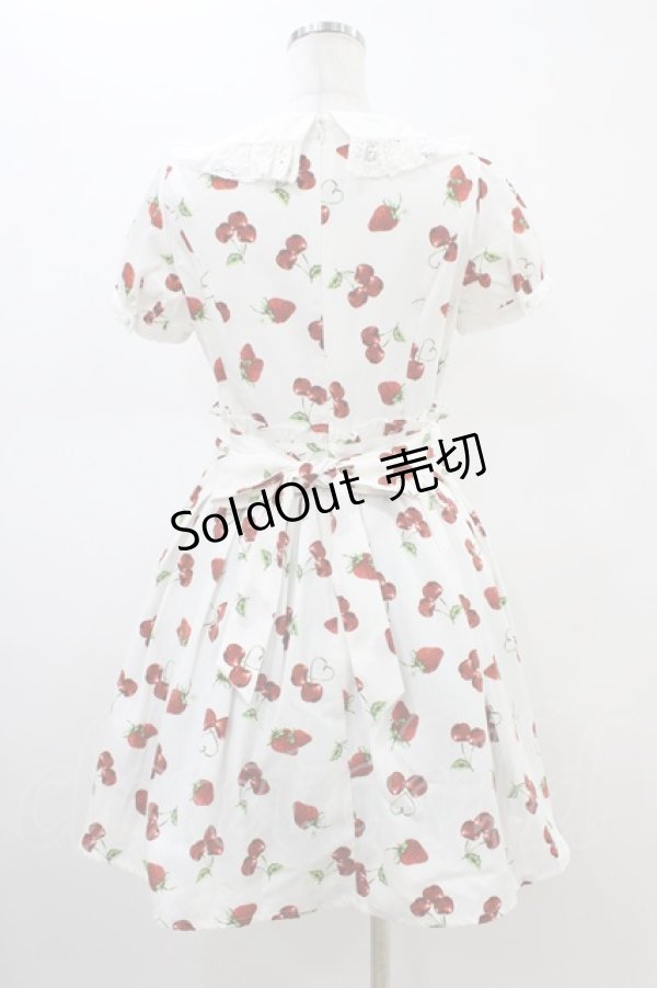 画像2: Ank Rouge / ランダムチェリーベリー衿付きワンピース M オフ H-26-02-19-1048-CA-OP-NS-ZH (2)