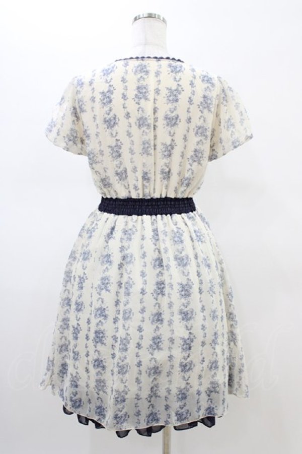 画像2: axes femme / 花柄シフォンワンピース M 生成り/ブルー H-26-02-19-1049-AX-OP-NS-ZH (2)