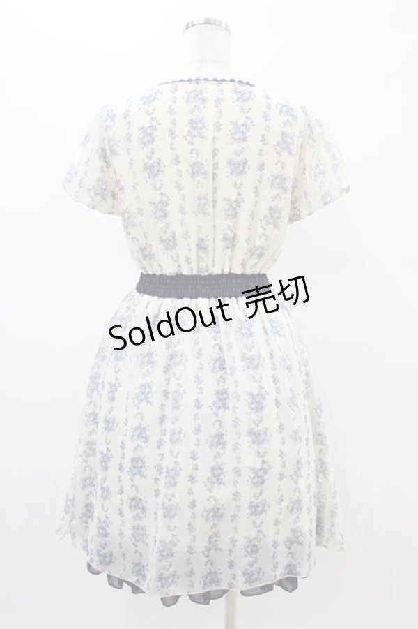 画像2: axes femme / 花柄シフォンワンピース M 生成り/ブルー H-26-02-19-1049-AX-OP-NS-ZH (2)