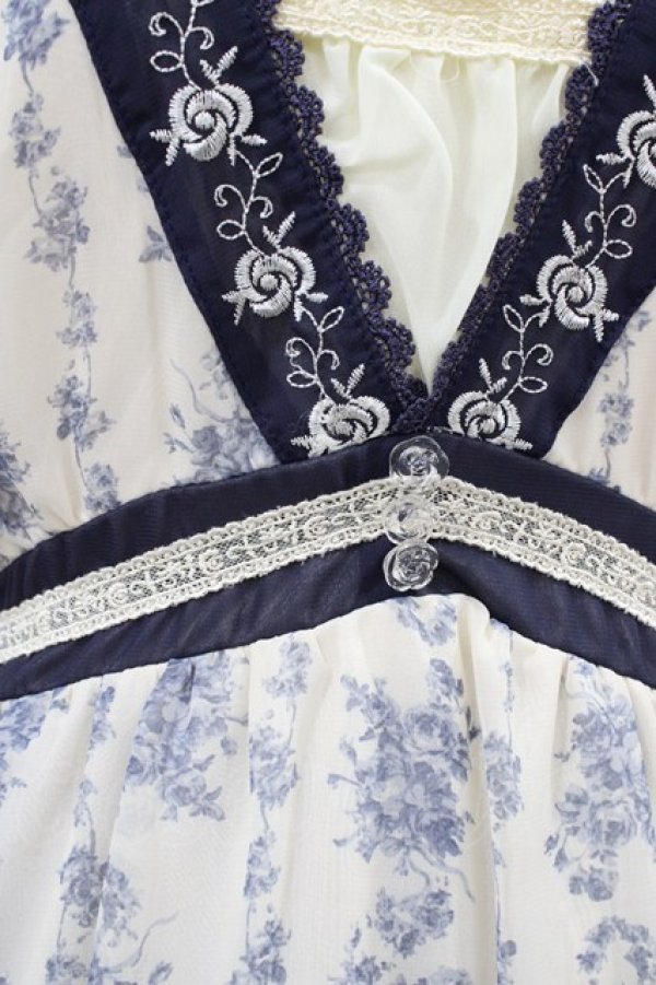 画像3: axes femme / 花柄シフォンワンピース M 生成り/ブルー H-26-02-19-1049-AX-OP-NS-ZH (3)