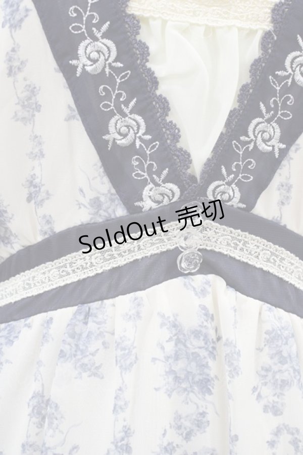 画像3: axes femme / 花柄シフォンワンピース M 生成り/ブルー H-26-02-19-1049-AX-OP-NS-ZH (3)