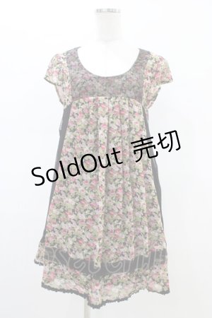 画像: axes femme / 花柄シフォンワンピース M ブラック H-26-02-19-1050-AX-OP-NS-ZH