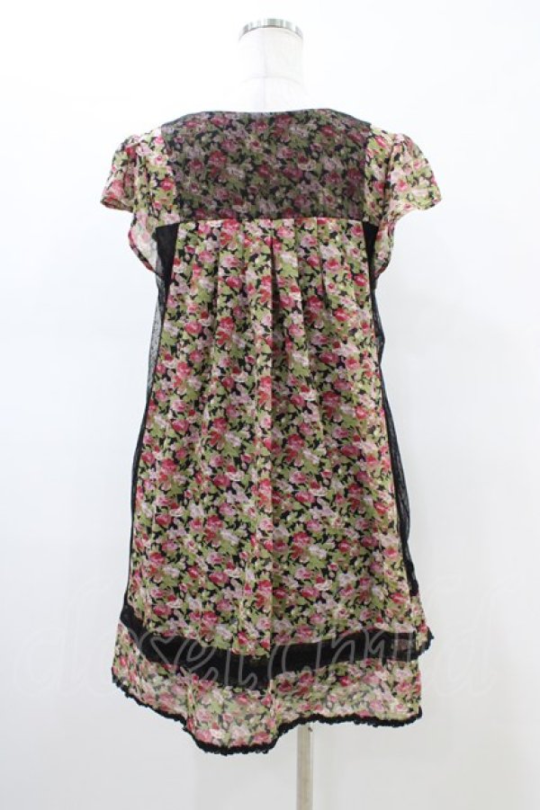 画像2: axes femme / 花柄シフォンワンピース M ブラック H-26-02-19-1050-AX-OP-NS-ZH (2)