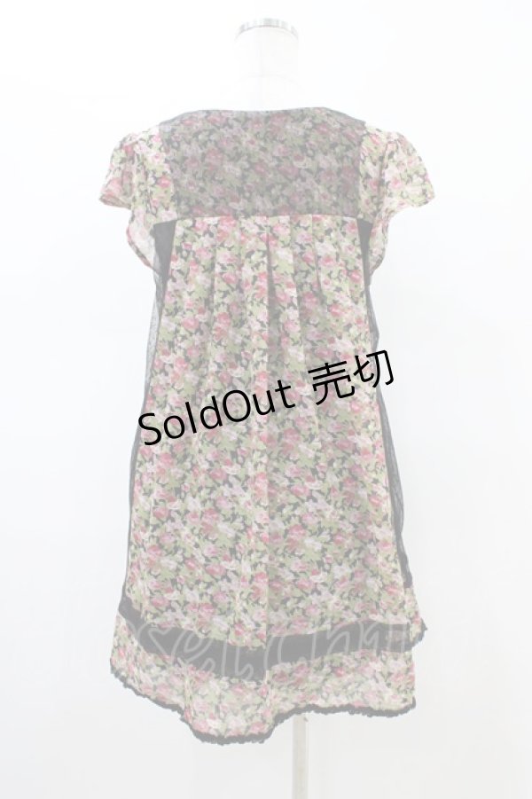 画像2: axes femme / 花柄シフォンワンピース M ブラック H-26-02-19-1050-AX-OP-NS-ZH (2)