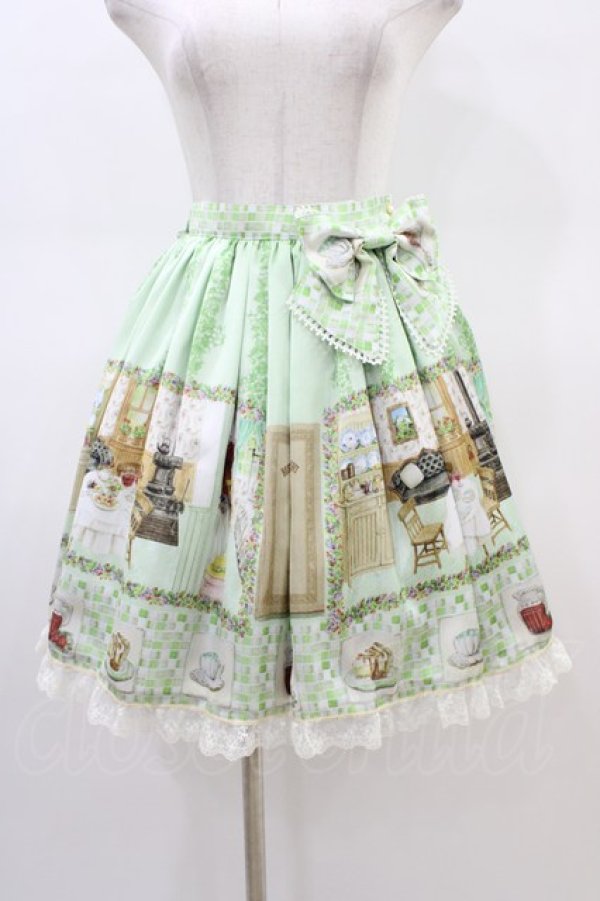 画像1: BABY,THE STARS SHINE BRIGHT / 覚めない夢をみるための Re・ci・pe柄スカート Free グリーン H-26-02-19-1053-BA-SK-NS-ZH (1)