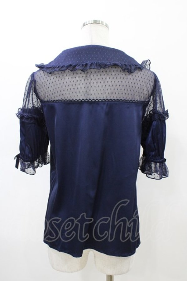 画像2: axes femme kawaii / チュール切り替えパフ袖ブラウス M ネイビー H-26-02-19-1056-AX-BL-NS-ZH (2)