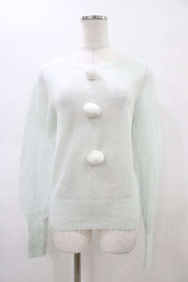 画像1: E hyphen world gallery / ポンポンニット Free ブルー H-26-02-19-1059-LO-TO-NS-ZH (1)