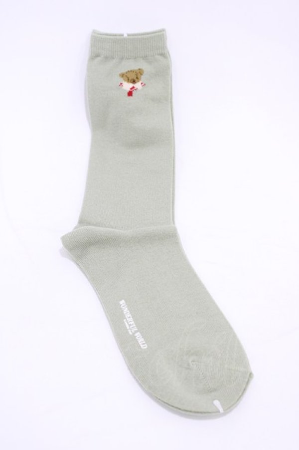 画像1: WONDERFUL WORLD / くまちゃんソックス  ミント H-26-02-19-1011-LO-ZA-NS-ZH (1)