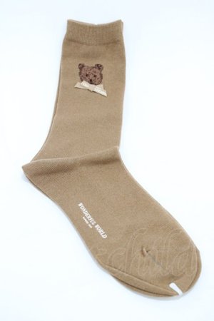 画像: WONDERFUL WORLD / くまちゃんソックス  ブラウン H-26-02-19-1012-LO-ZA-NS-ZH