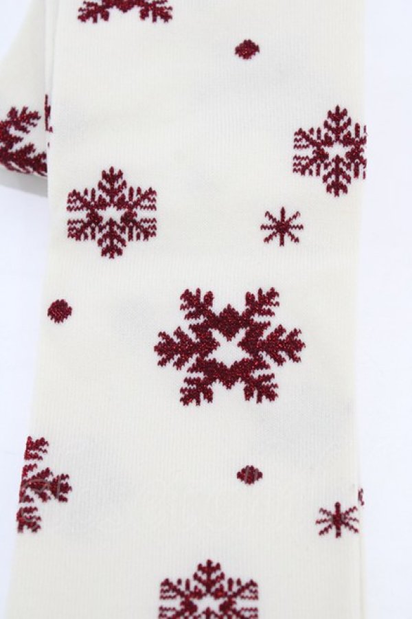 画像2: metamorphose / 雪の結晶オーバーニー  生成り/ボルドー H-26-02-19-1016-ME-ZA-NS-ZH (2)