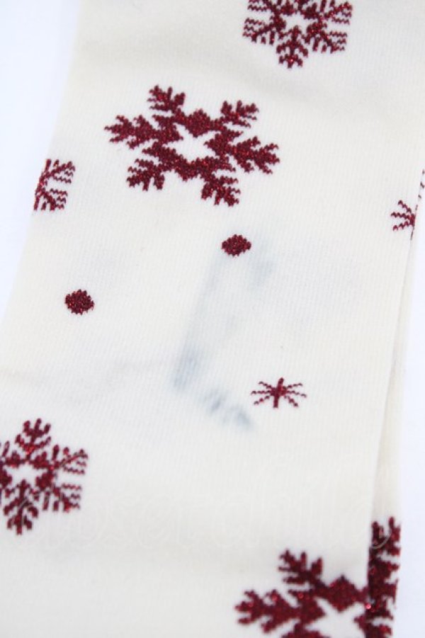 画像3: metamorphose / 雪の結晶オーバーニー  生成り/ボルドー H-26-02-19-1016-ME-ZA-NS-ZH (3)