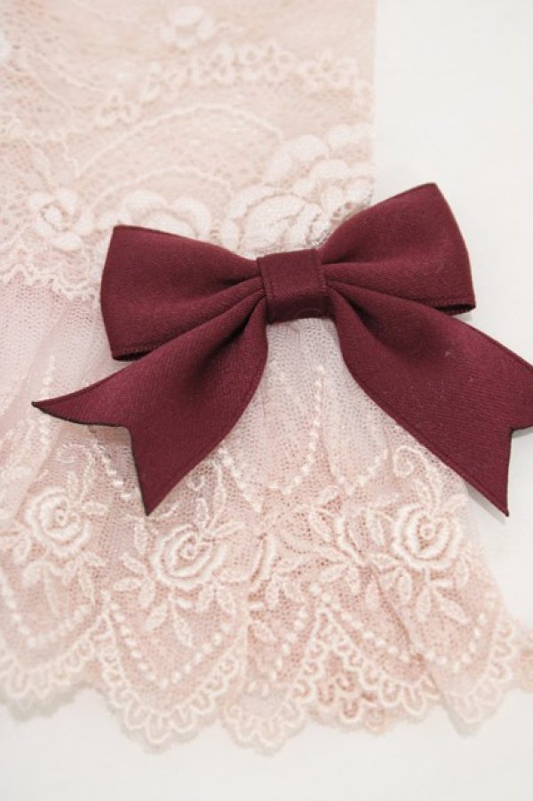画像2: Mary Magdalene / リボン付レースカフス・ロング  ローズ/ボルドー H-26-02-19-1020-CL-ZA-NS-ZH (2)