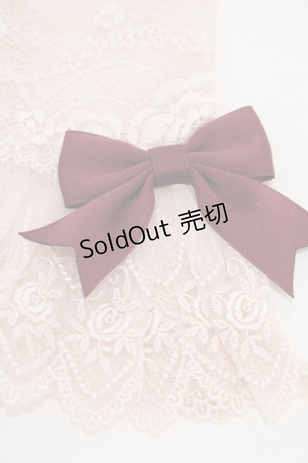 画像2: Mary Magdalene / リボン付レースカフス・ロング  ローズ/ボルドー H-26-02-19-1020-CL-ZA-NS-ZH (2)