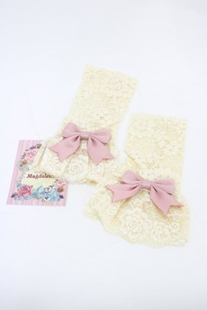 画像: Mary Magdalene / リボン付レースカフス・ミディ  生成り/ローズ H-26-02-19-1022-CL-ZA-NS-ZH