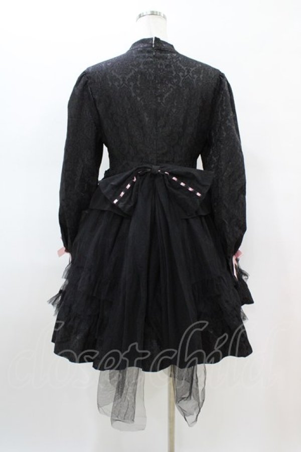 画像2: Eieyomi（海外ロリータブランド） / ジャガードワンピースセット M ブラック/ピンク H-26-02-19-1028-0-OP-NS-ZH (2)