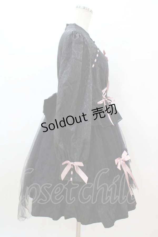 画像3: Eieyomi（海外ロリータブランド） / ジャガードワンピースセット M ブラック/ピンク H-26-02-19-1028-0-OP-NS-ZH (3)