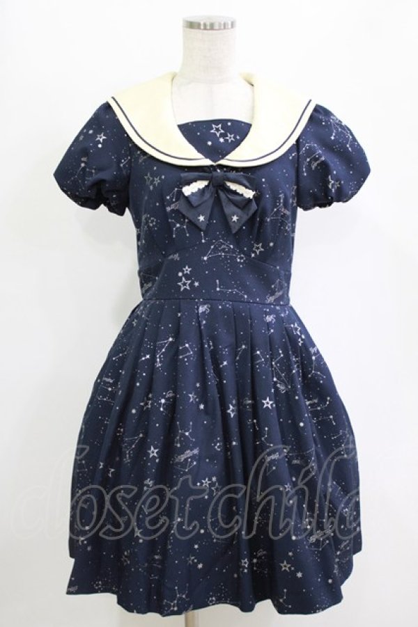 画像1: Secret Honey / 星座柄セーラーワンピース Free ネイビー H-26-02-20-027-CA-OP-NS-ZH (1)