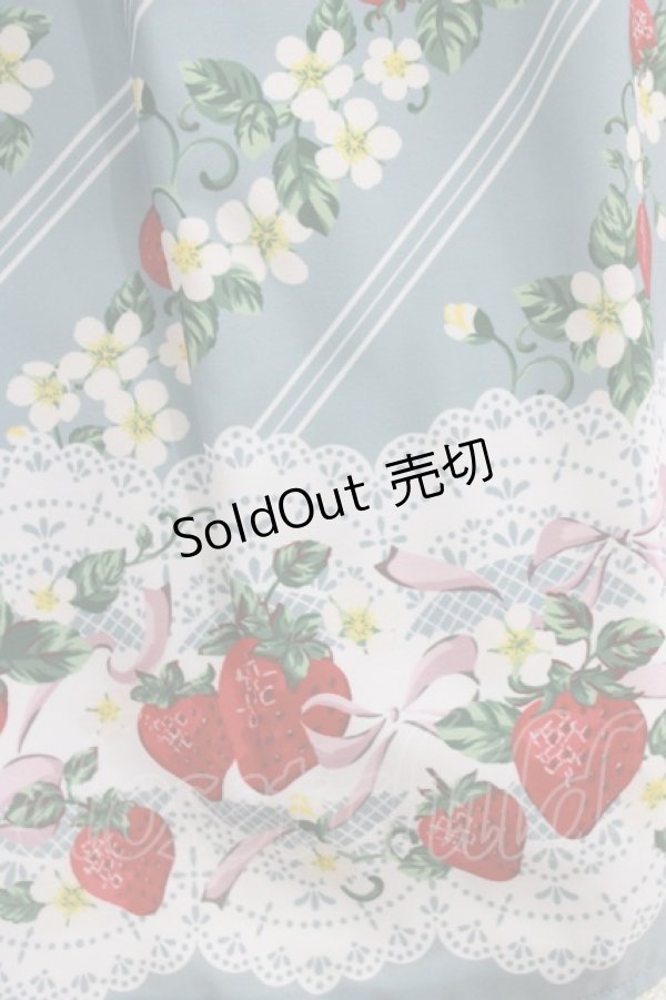 画像4: axes femme kawaii / いちご柄ジャンパースカート M サックス H-26-02-20-003-AX-OP-NS-ZH (4)