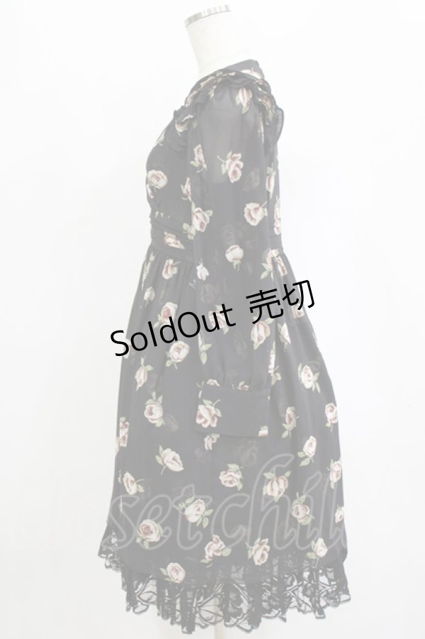 画像2: JESUS DIAMANTE / スカーフワンピース 42 バルドー薔薇/ブラック H-26-02-20-029-JE-OP-NS-ZH (2)