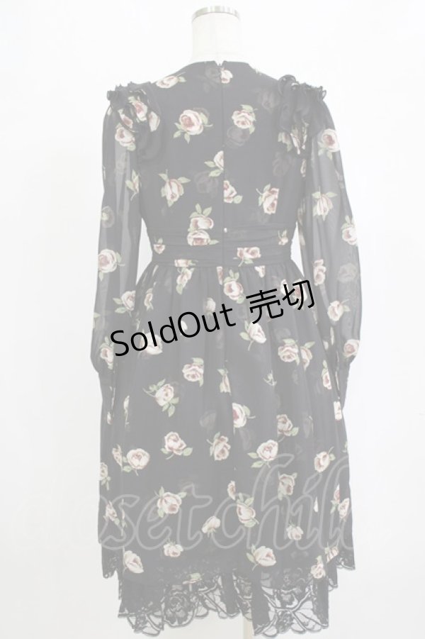 画像3: JESUS DIAMANTE / スカーフワンピース 42 バルドー薔薇/ブラック H-26-02-20-029-JE-OP-NS-ZH (3)