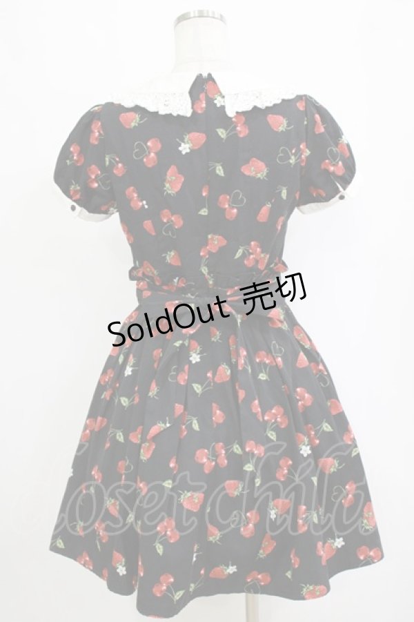 画像3: Ank Rouge / ランダムチェリーベリー衿付きワンピース M ブラック H-26-02-20-032-CA-OP-NS-ZH (3)