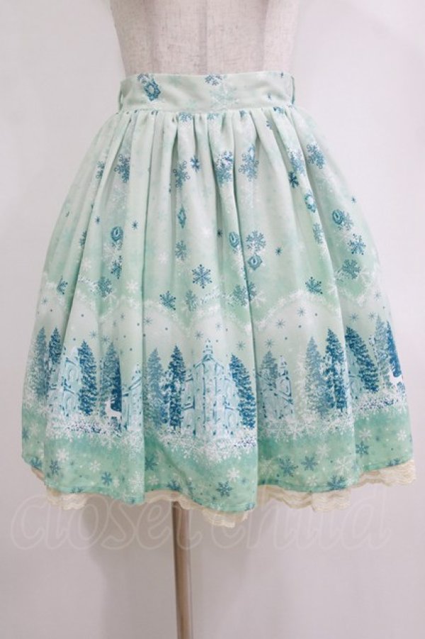 画像1: axes femme POETIQUE / 刺繍入り雪柄ミドルスカート M ミント H-26-02-20-035-AX-SK-NS-ZH (1)