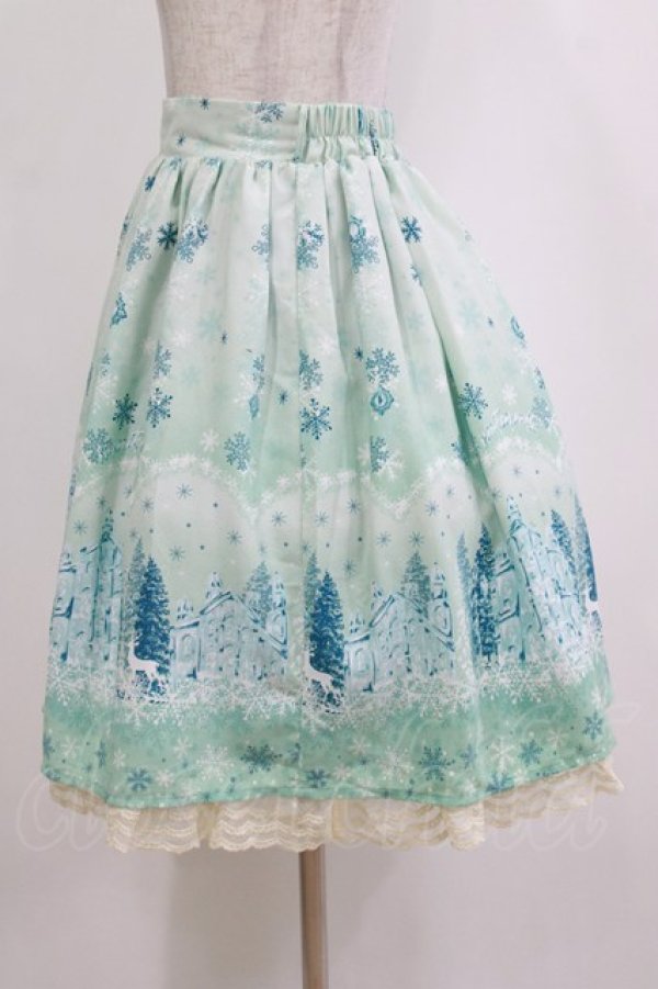 画像2: axes femme POETIQUE / 刺繍入り雪柄ミドルスカート M ミント H-26-02-20-035-AX-SK-NS-ZH (2)