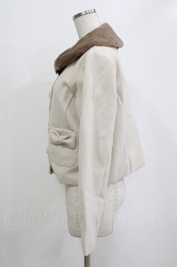 画像2: m petit by misako / AM*ファーエリショートJK S ベージュ H-26-02-20-043-LO-CO-NS-ZH (2)