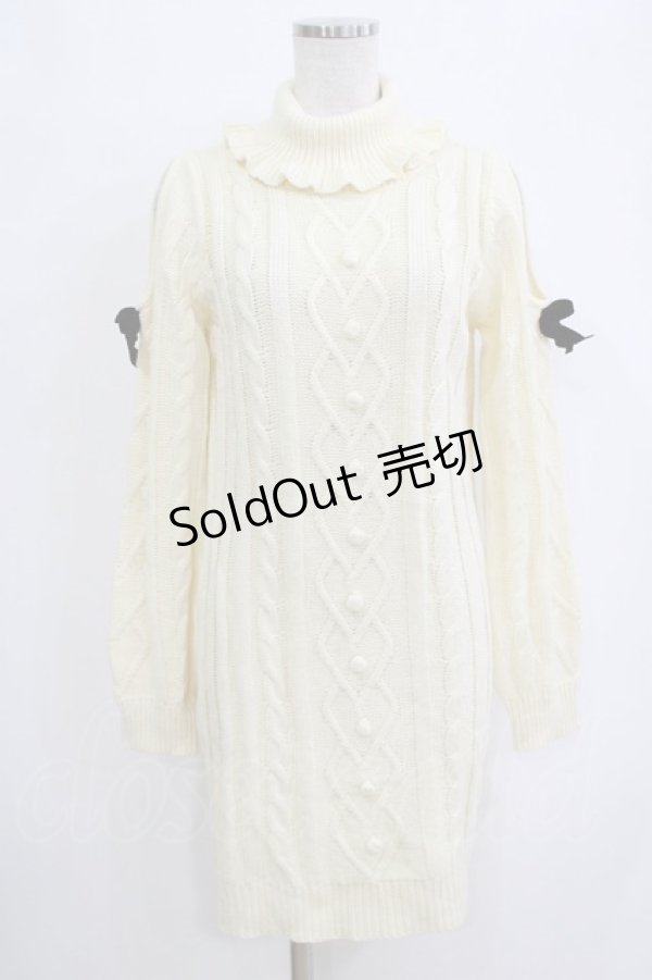 画像1: Ank Rouge / 肩開きニットワンピース M アイボリー H-26-02-20-044-CA-OP-NS-ZH (1)