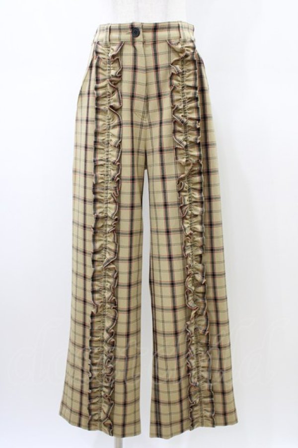 画像1: MILK / Check Checkパンツ  ベージュ H-26-02-20-1012-ML-PA-KB-ZH (1)