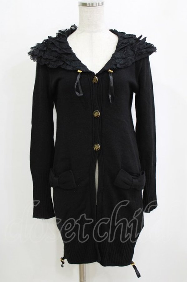 画像1: JESUS DIAMANTE / レース襟カーディガン Free ブラック H-26-02-20-054-JE-TO-NS-ZH (1)