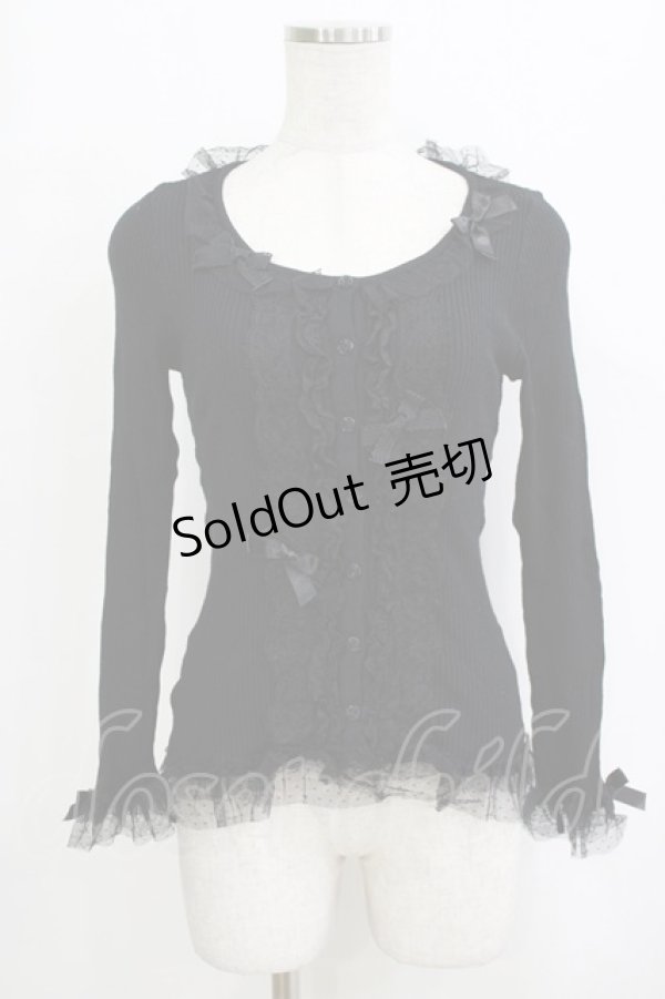 画像1: JESUS DIAMANTE / ドットチュールカーディガン 38 ブラック H-26-02-20-055-JE-TO-NS-ZH (1)