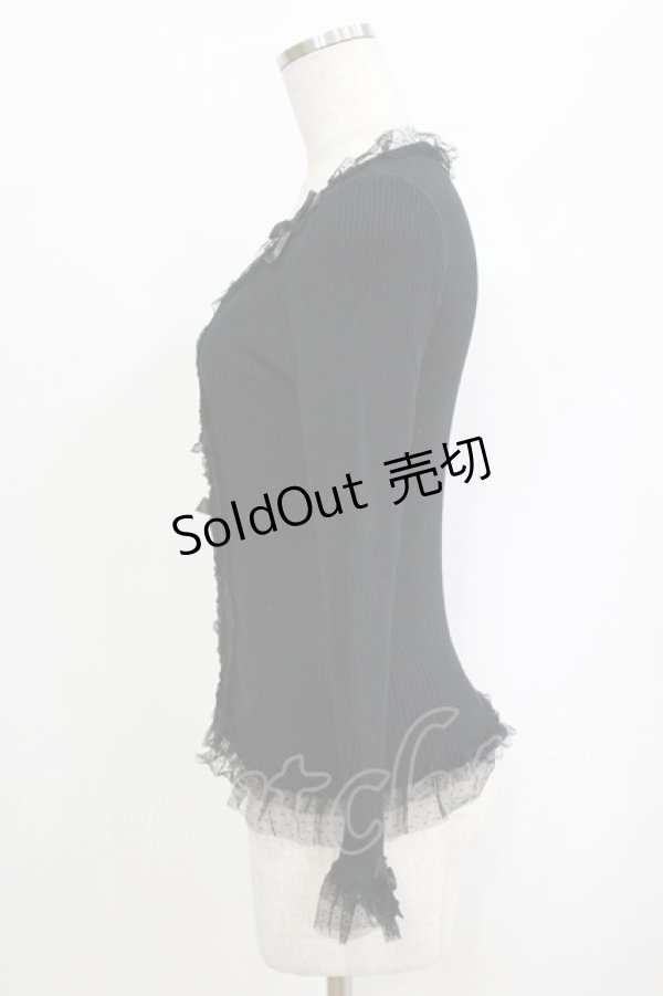 画像2: JESUS DIAMANTE / ドットチュールカーディガン 38 ブラック H-26-02-20-055-JE-TO-NS-ZH (2)