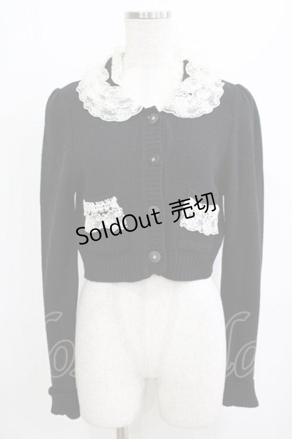 画像1: JESUS DIAMANTE / レース襟カーディガン 40 ブラック H-26-02-20-056-JE-TO-NS-ZH (1)