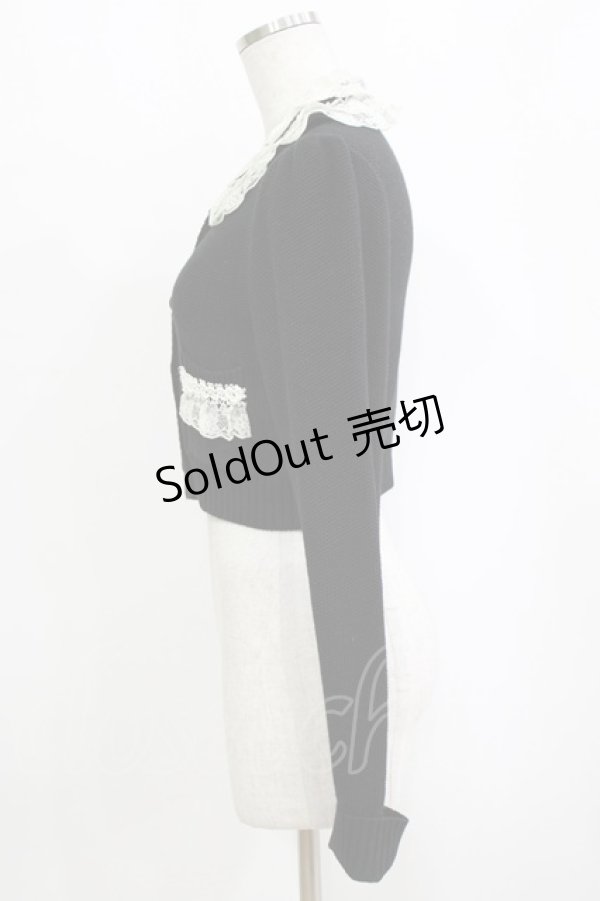 画像2: JESUS DIAMANTE / レース襟カーディガン 40 ブラック H-26-02-20-056-JE-TO-NS-ZH (2)