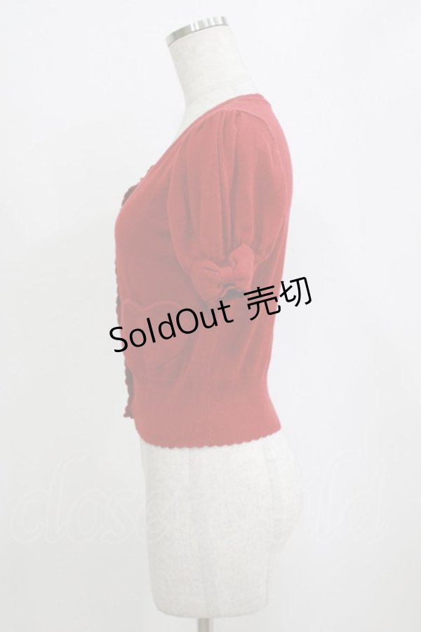 画像2: Ank Rouge / ハートポケットカーディガン M レッド H-26-02-20-059-CA-TO-NS-ZH (2)