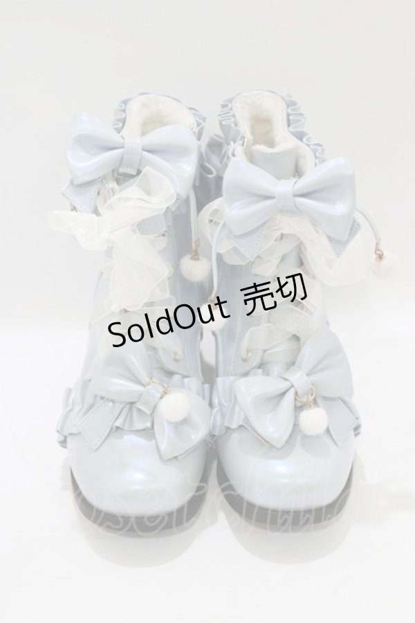 画像1: 母家（海外ロリータブランド） / ショートブーツ 22.5cm ブルー H-26-02-20-083-PU-BG-NS-ZH (1)