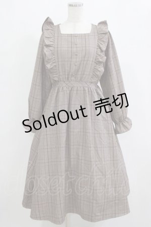 画像: m petit by misako / CHKフリルOPナガ ワンピース S ブラウン H-26-02-20-012-LO-OP-NS-ZH